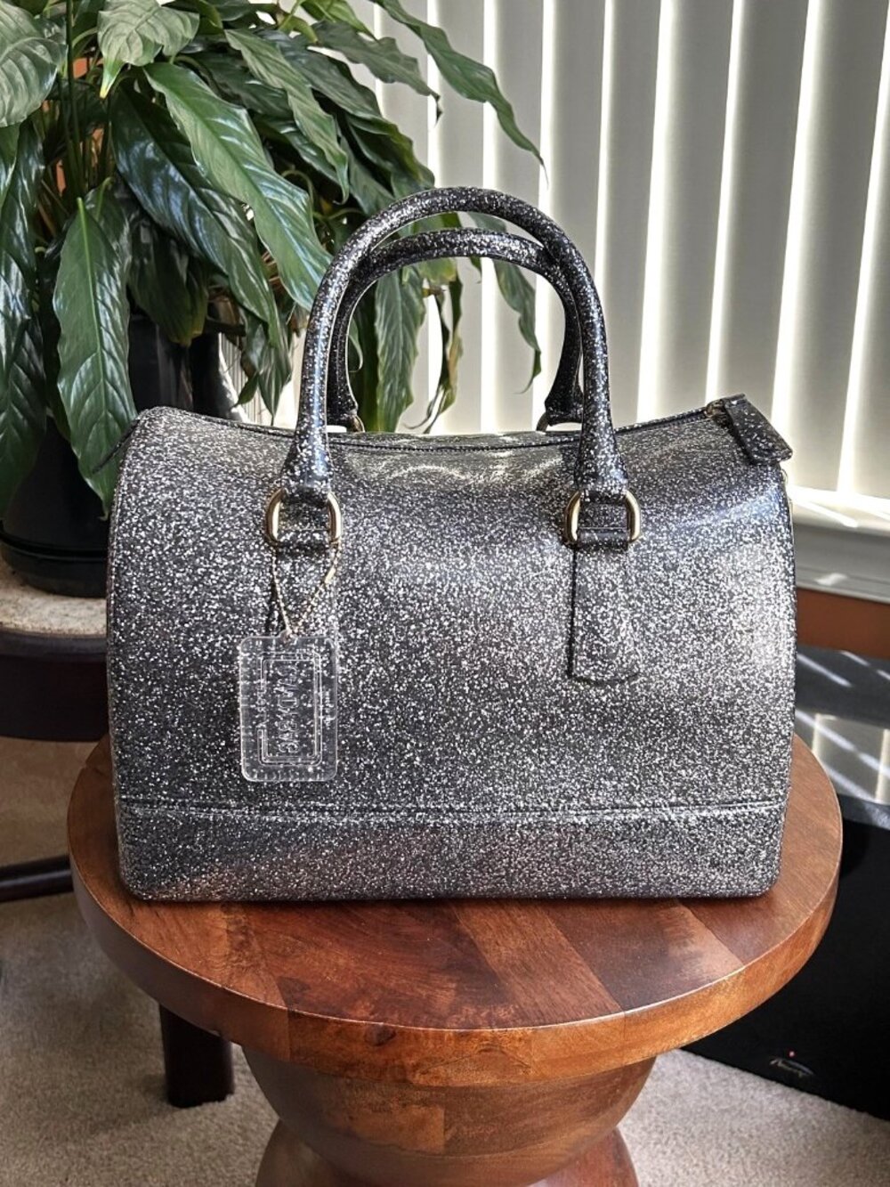 FURLA Glitter Candy Boston Bag, Silver